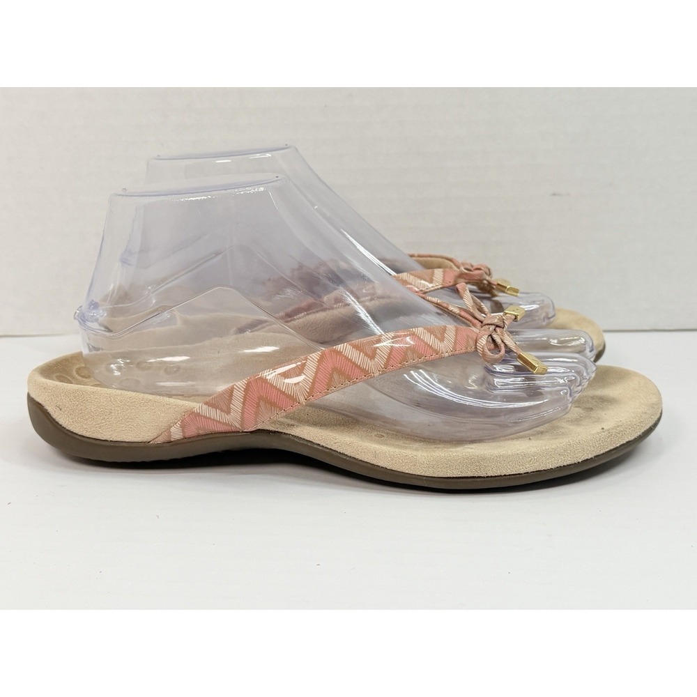 Vionic Bella II Toe Post Sandals Womens 8.5 Pink Plaid Orthotic Flip Flops - Picture 1 of 10